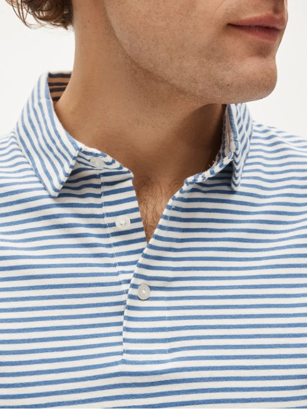 J crew ivory blue Classic Untucked sueded cotton polo shirt in stripe